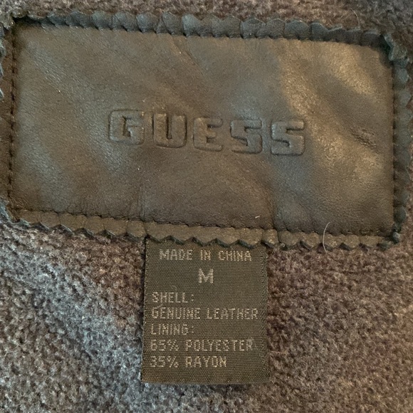 Vintage Guess black suede leather fitted jacket w fleece lining - Picture 3 of 4